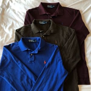 3 long sleeve Polo Ralph Lauren polos. Sz M. GUC.